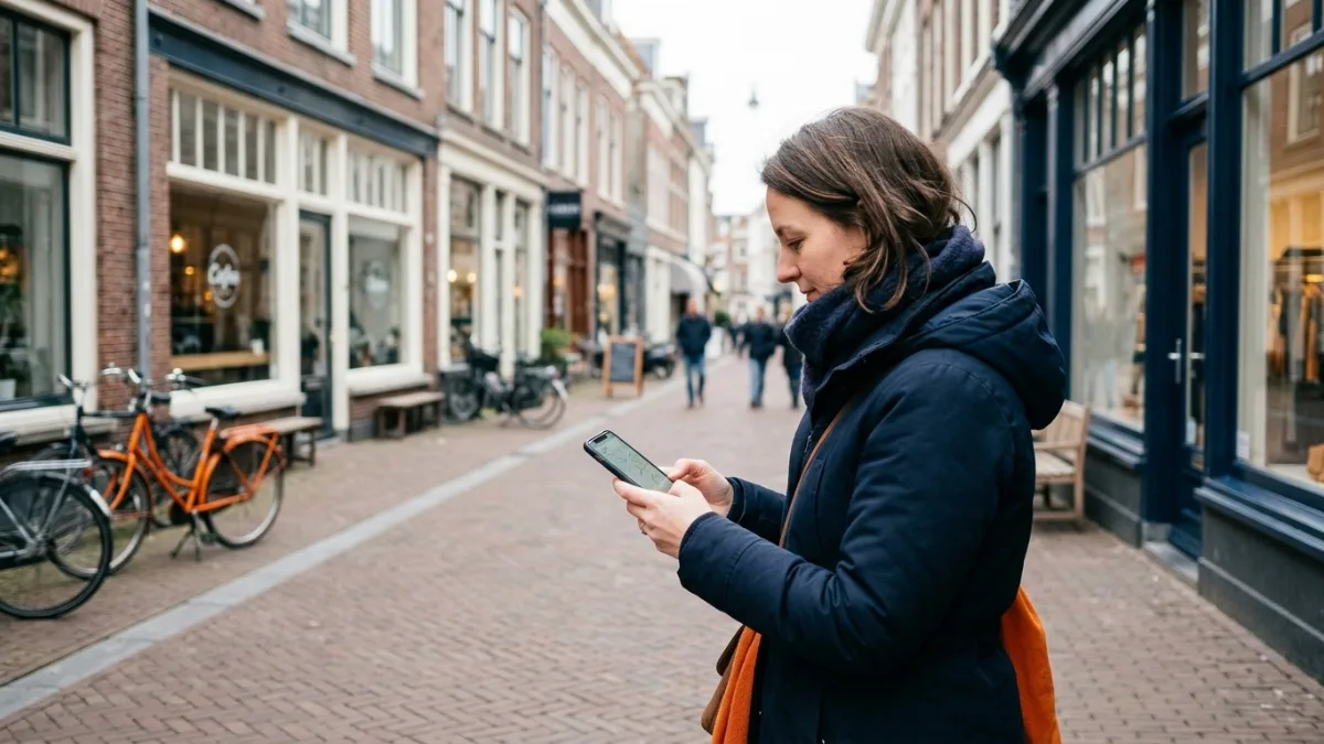 Klant zoekt een lokaal bedrijf op de smartphone