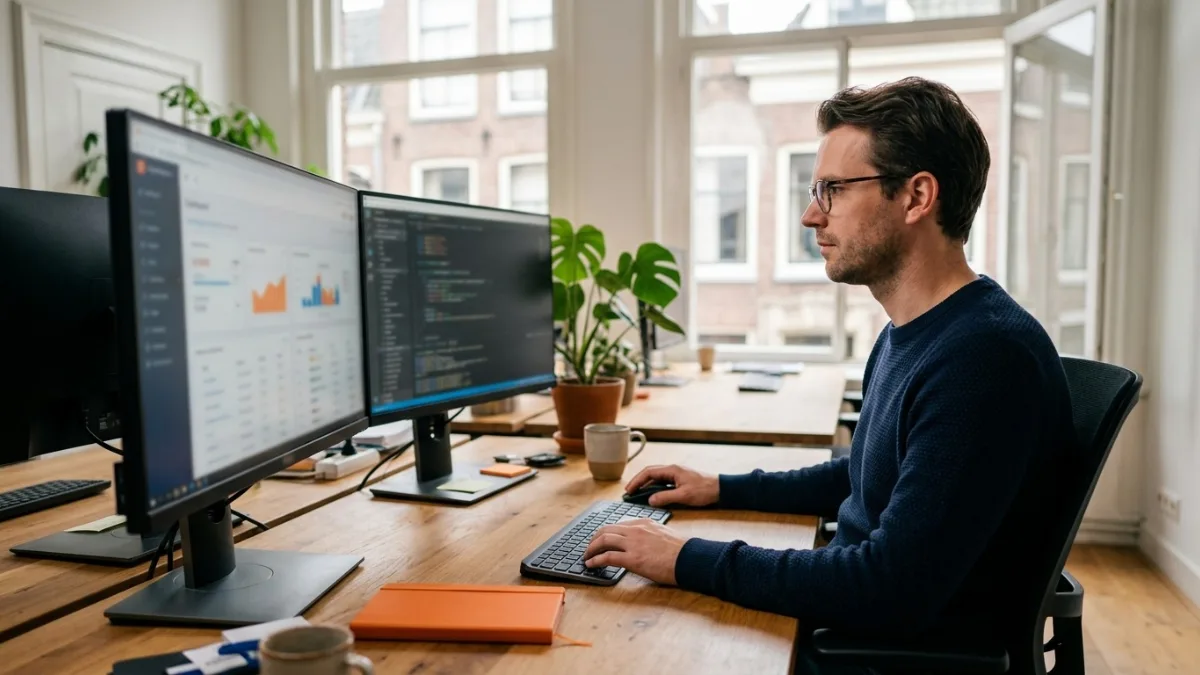 Beheerder controleert de website-updates