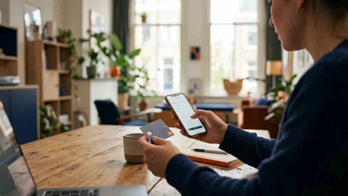 Klant rekent online af met smartphone en pinpas