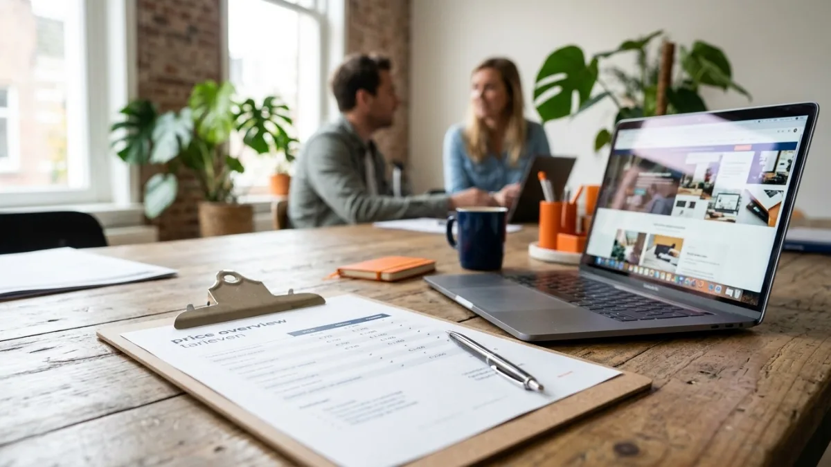 Overzicht van vaste kosten voor een website op papier