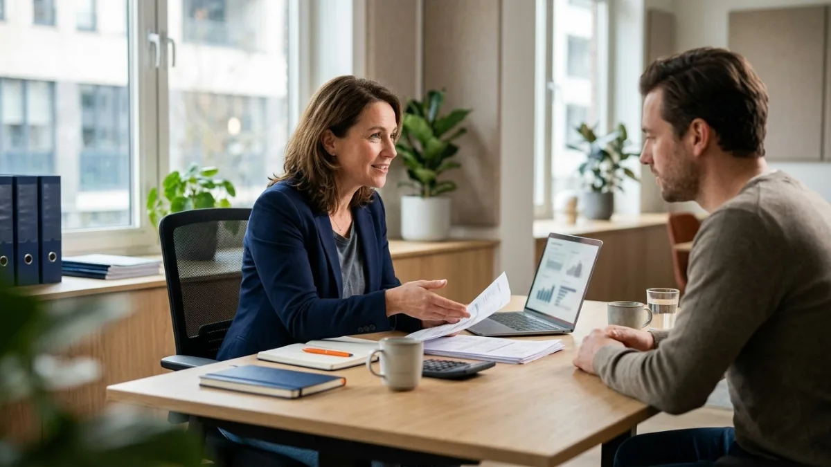 Administratie en laptop op een bureau