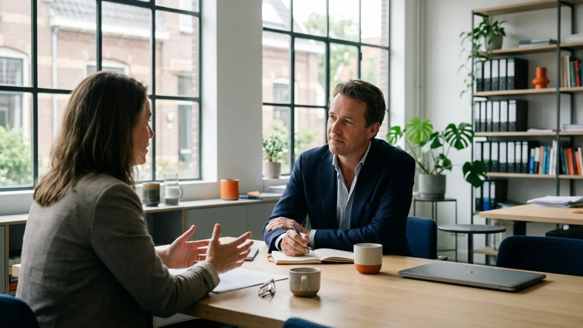 Advocaat in gesprek met een cliënt