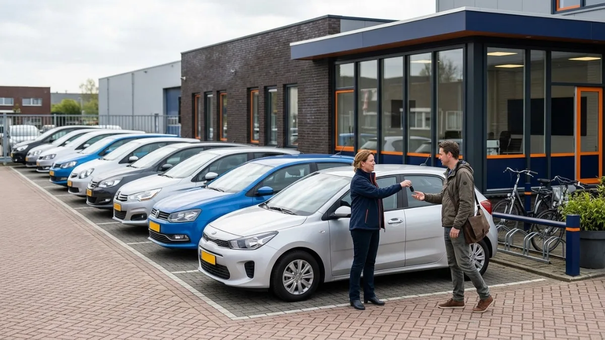 Rij huurauto's op een parkeerplaats