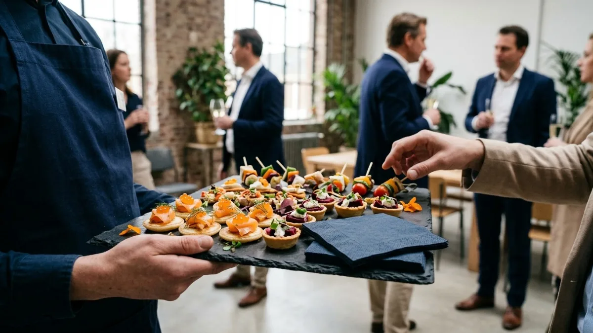 Hapjes op een schaal tijdens een evenement