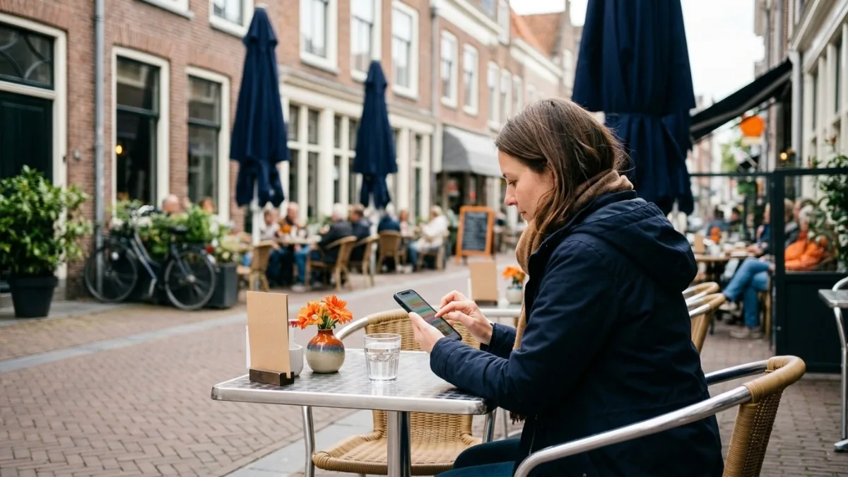 Gast reserveert een tafel via de smartphone