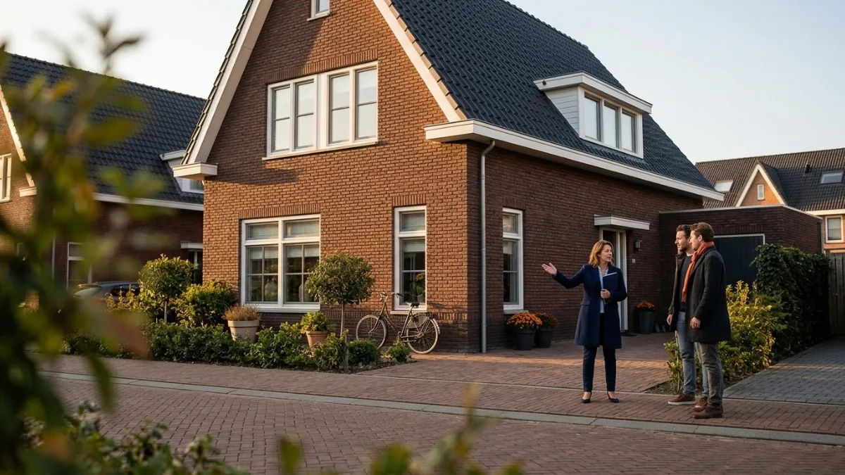 Vrijstaand huis in de avondzon