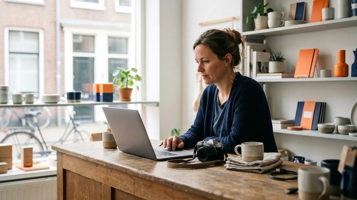 Ondernemer voegt foto's toe aan de eigen website